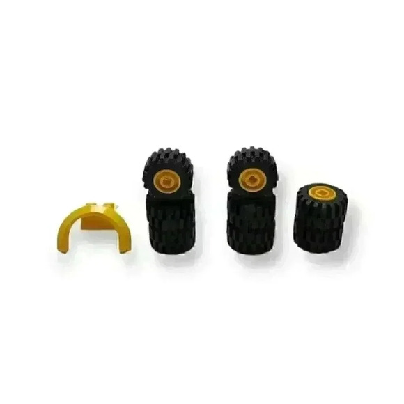 Lego Wheels / Tires 6014b 6015 6014bc04 87697 21mm D. x 12mm Yellow (Lot of 8) - Picture 3 of 3